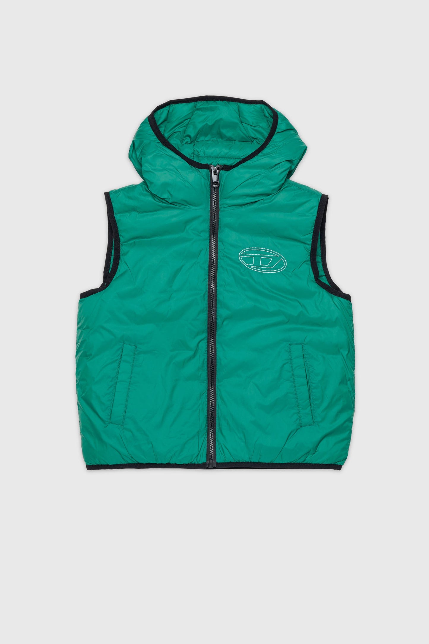 Hooded vest in padded nylon