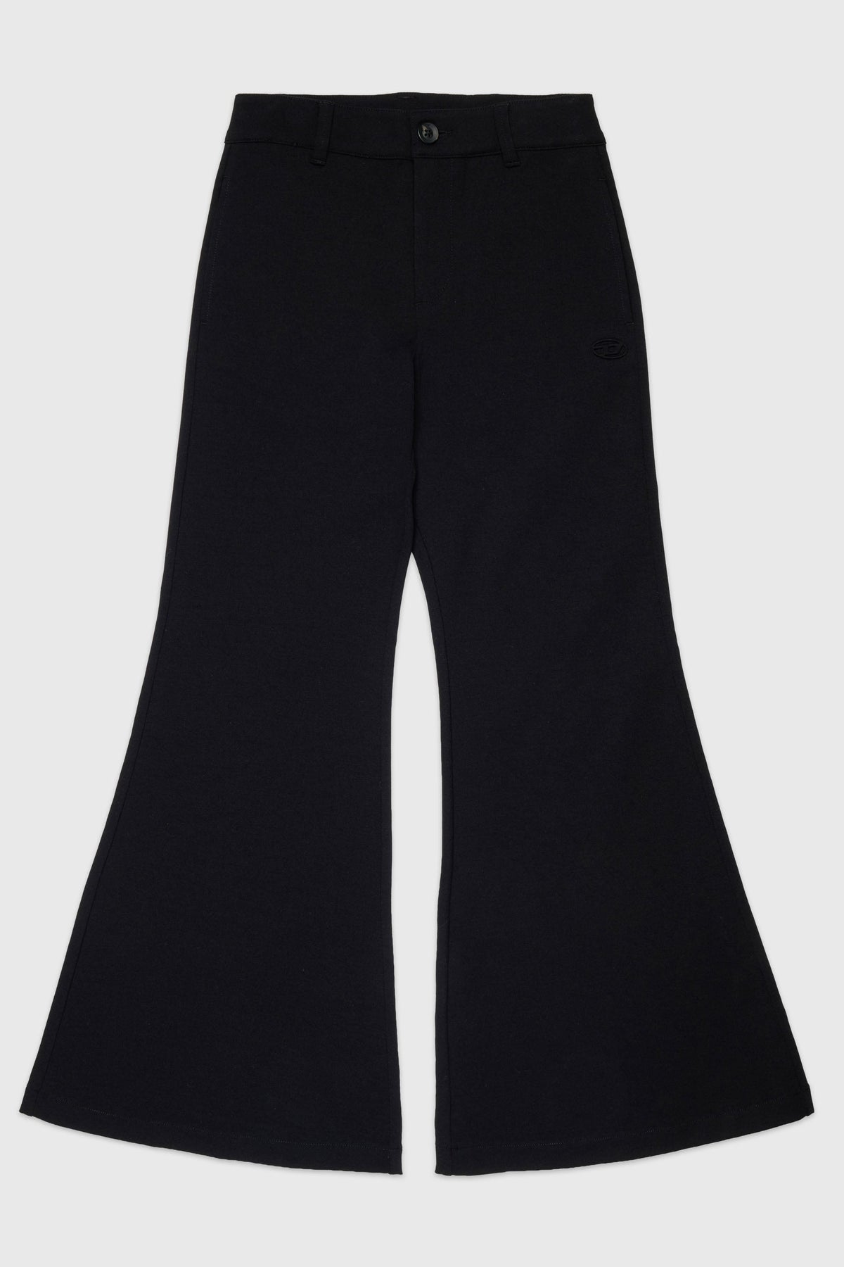 Flared pants in compact stretch fabric