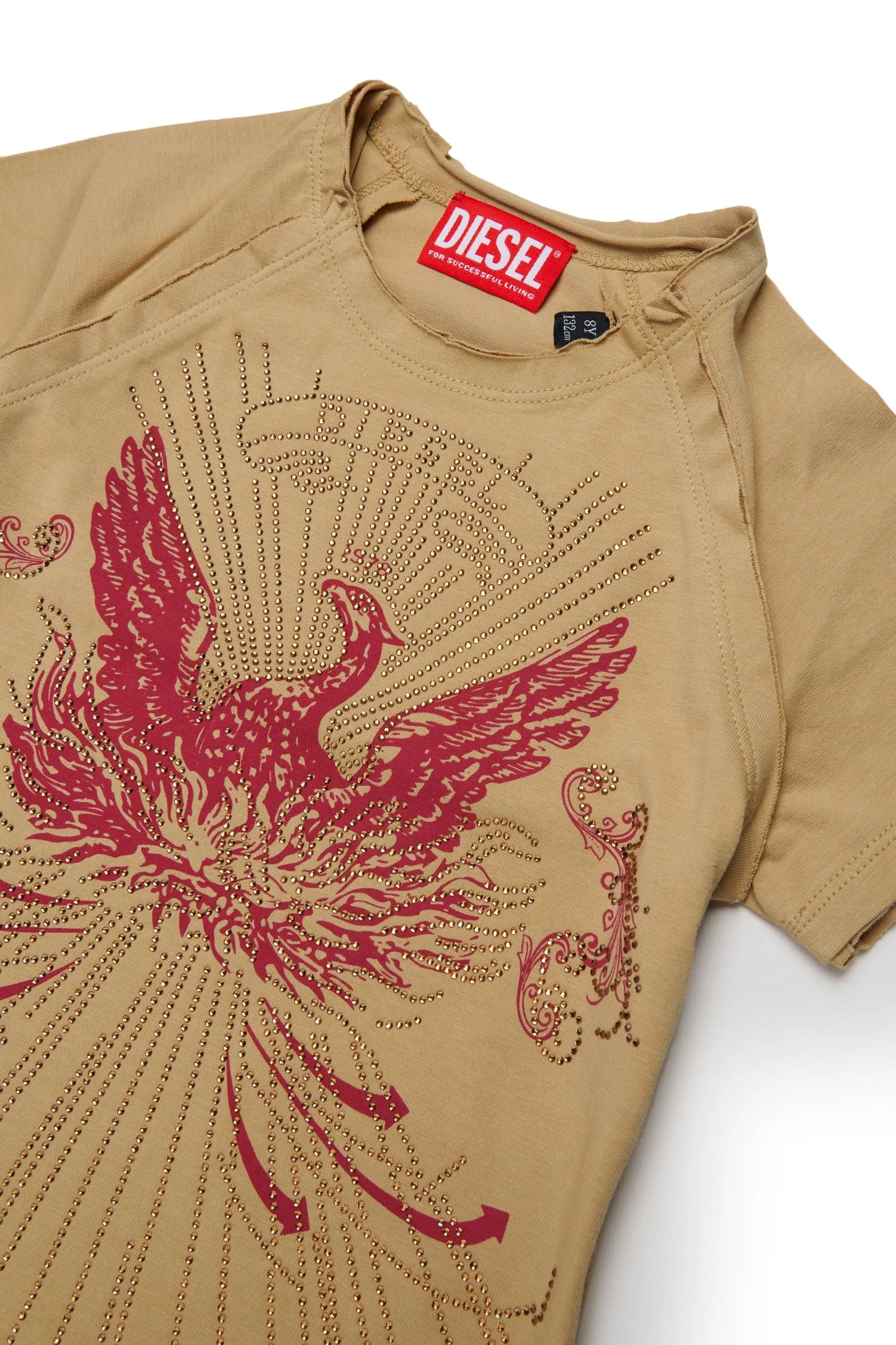 T-shirt with embellished phoenix motif