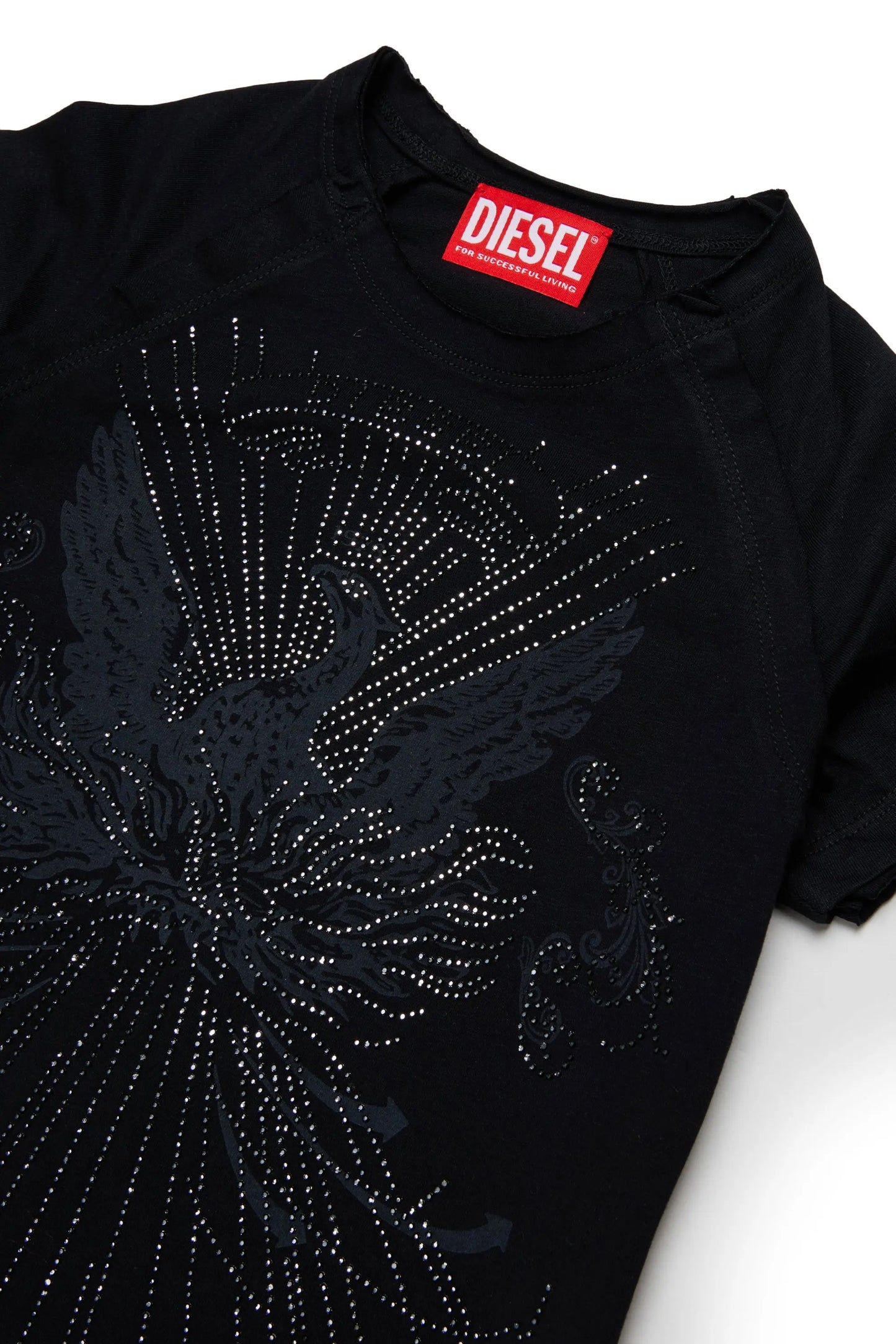 T-shirt with embellished phoenix motif