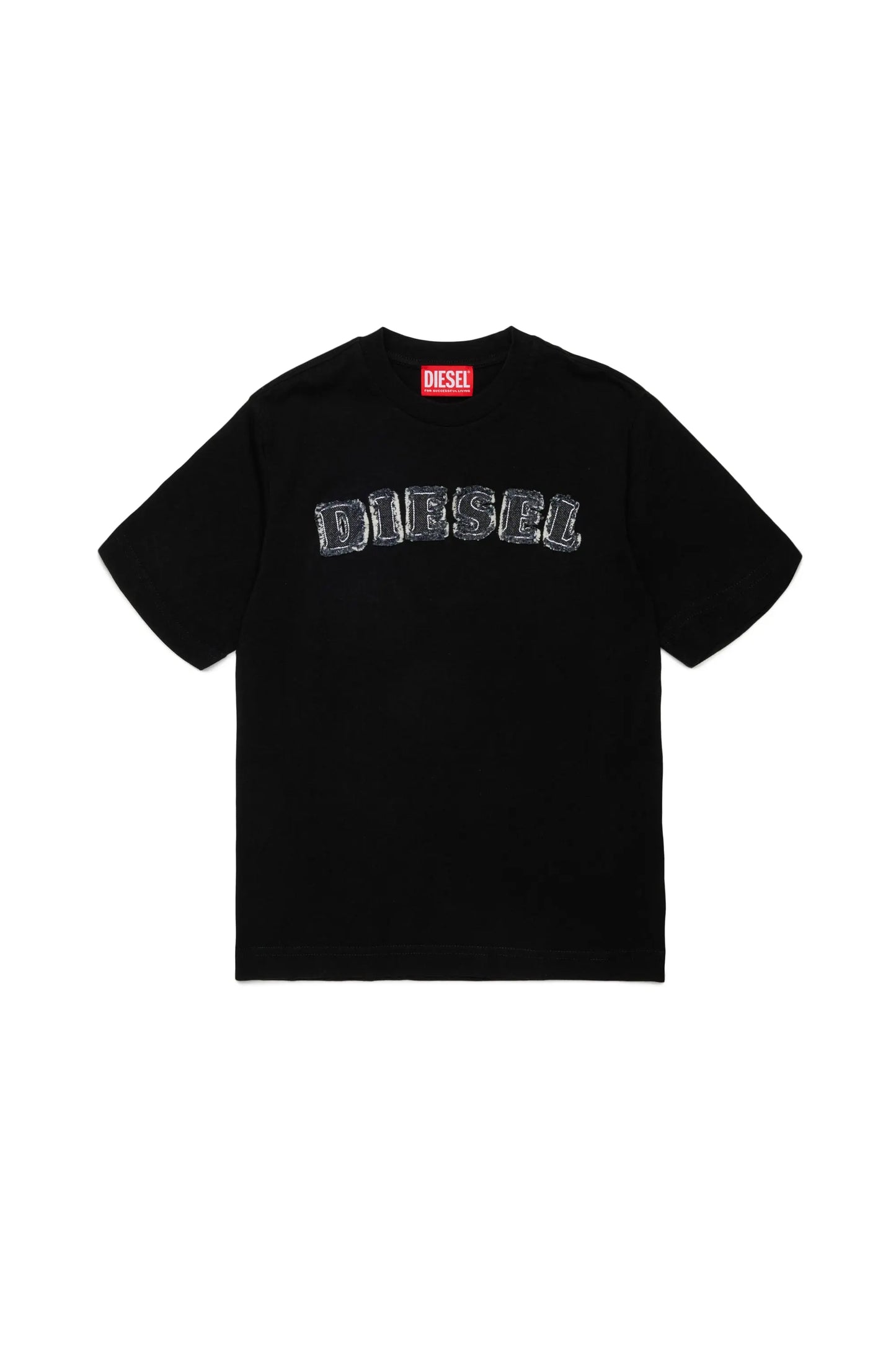 Cotton T-shirt with frayed-effect logo