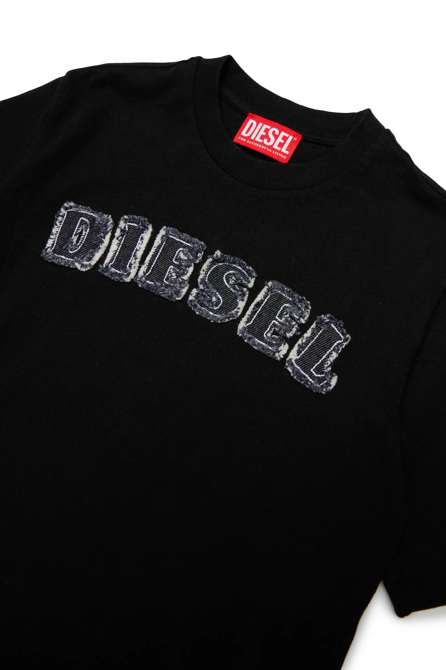 Cotton T-shirt with frayed-effect logo