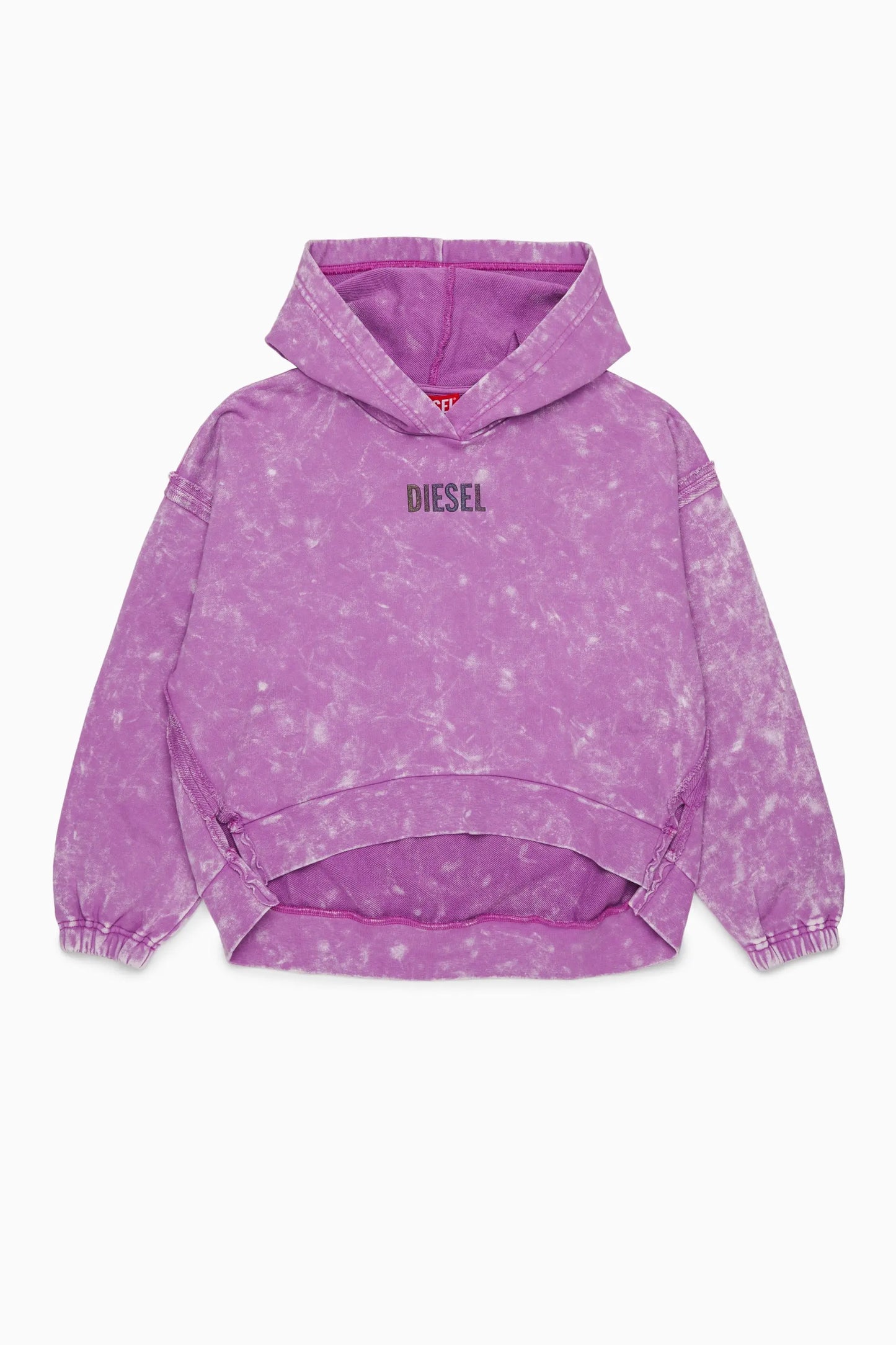 Tie-dye-effect hoodie with rainbow logo