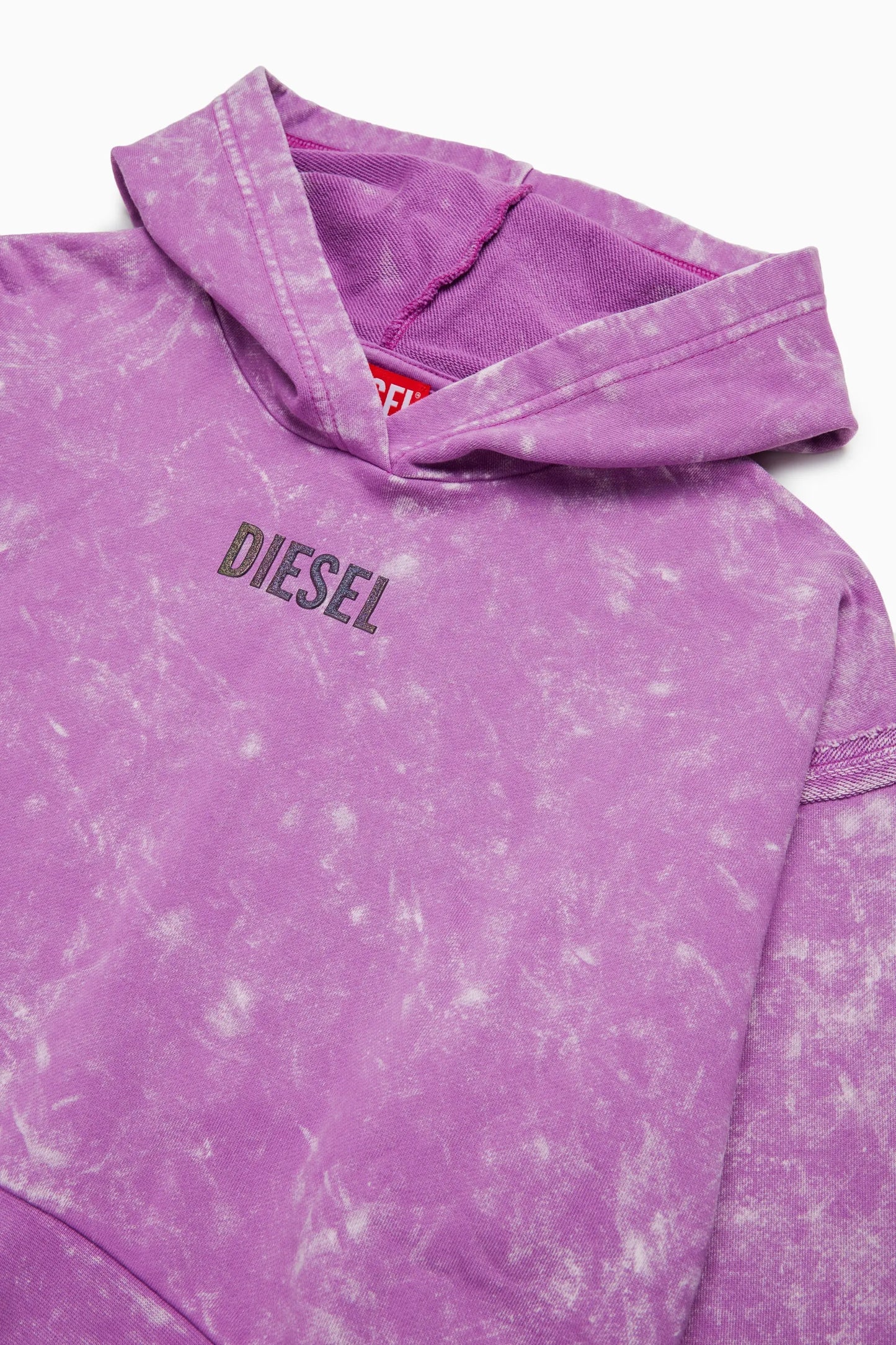 Tie-dye-effect hoodie with rainbow logo