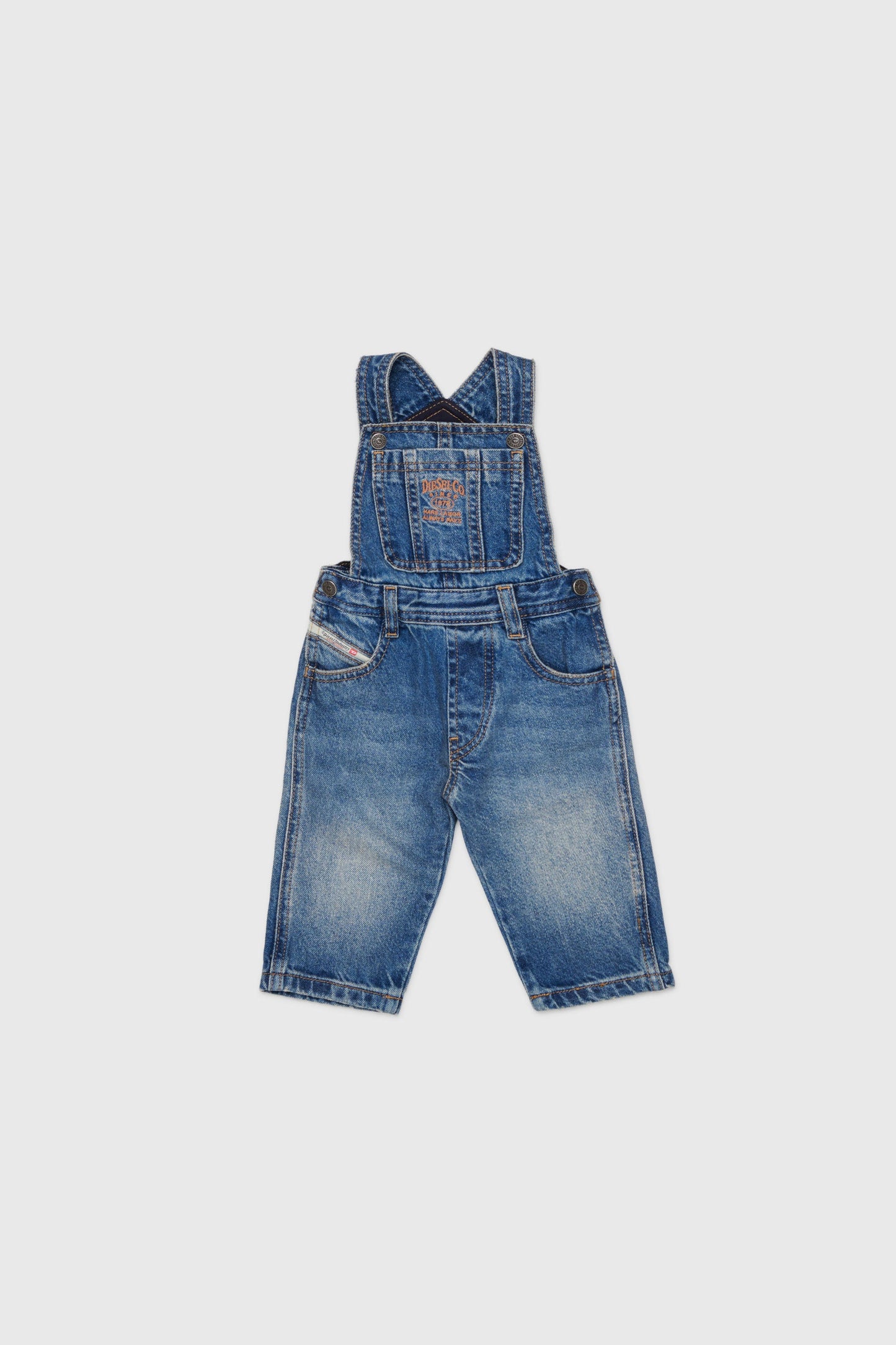 Denim dungarees with logo embroidery