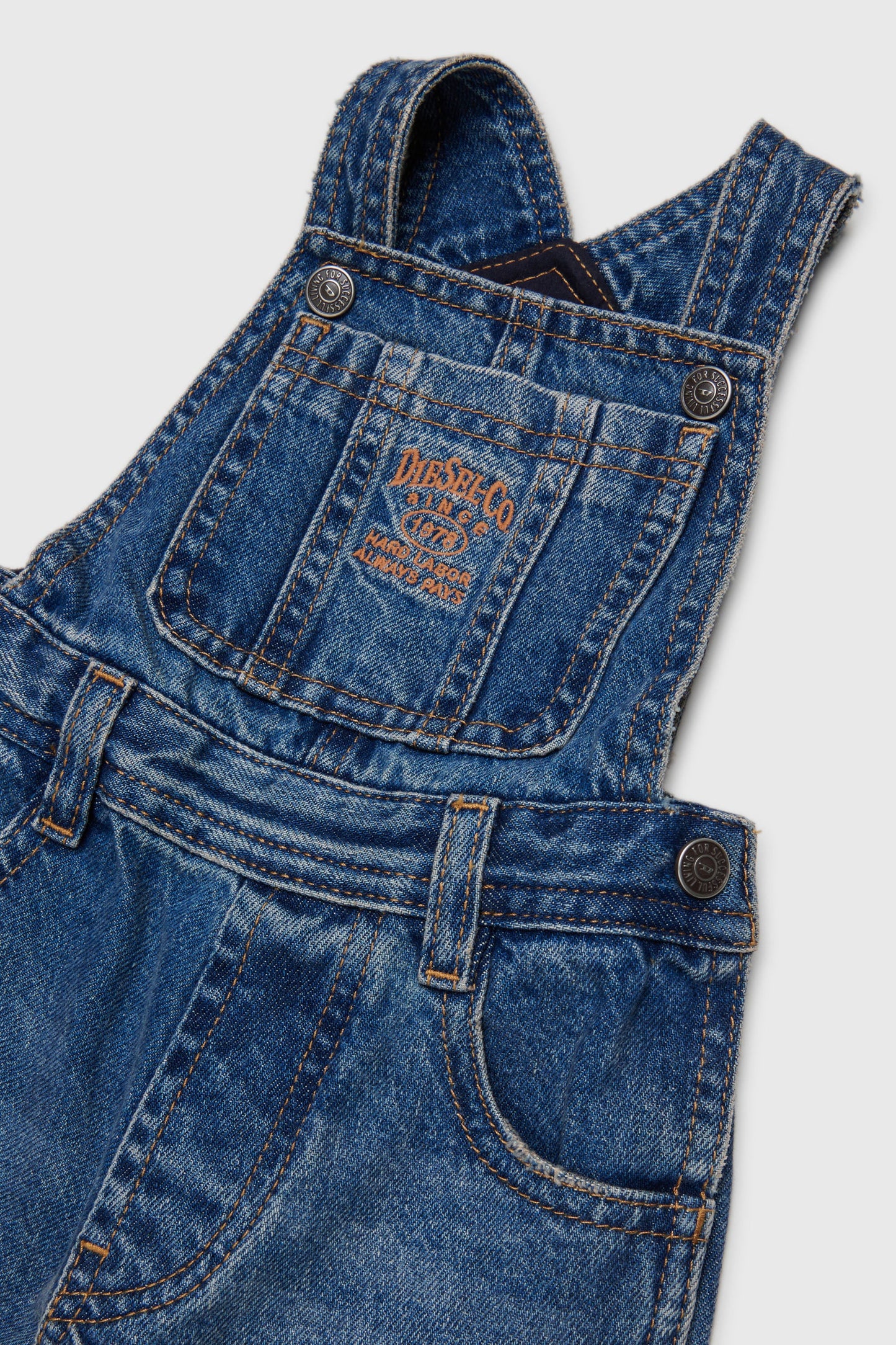 Denim dungarees with logo embroidery