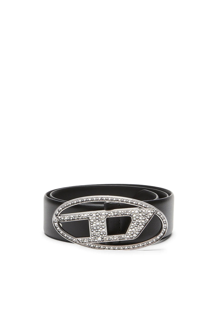 4cm Leather belt with crystal buckle Diesel