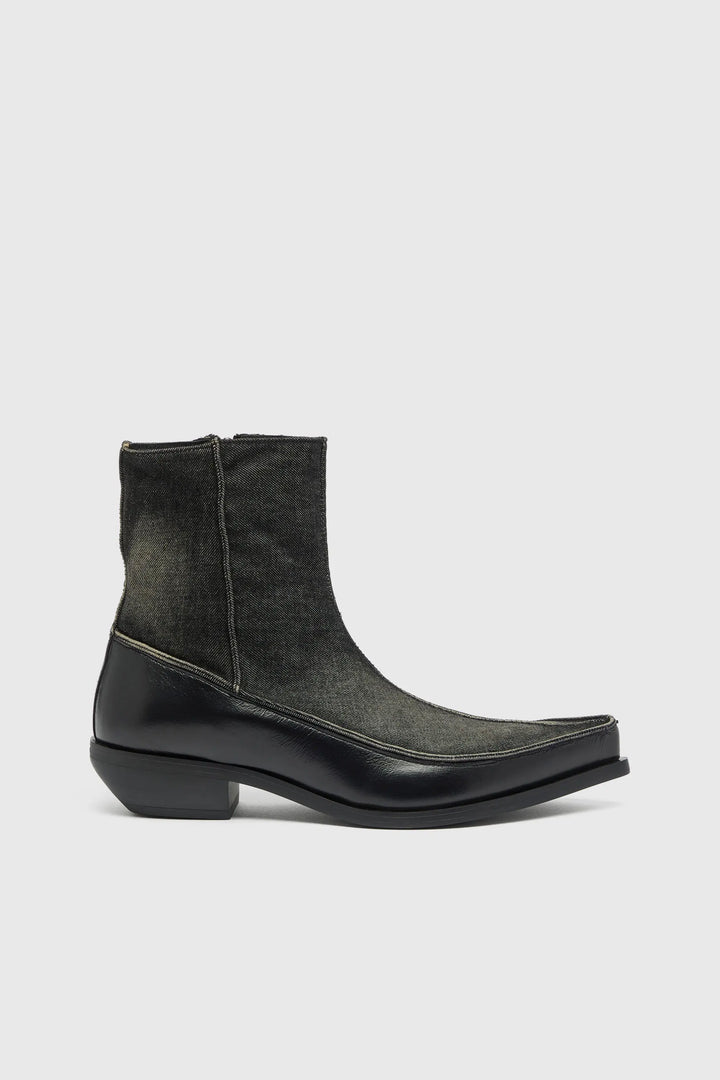 D-Frido-Western ankle boots in leather and denim Diesel