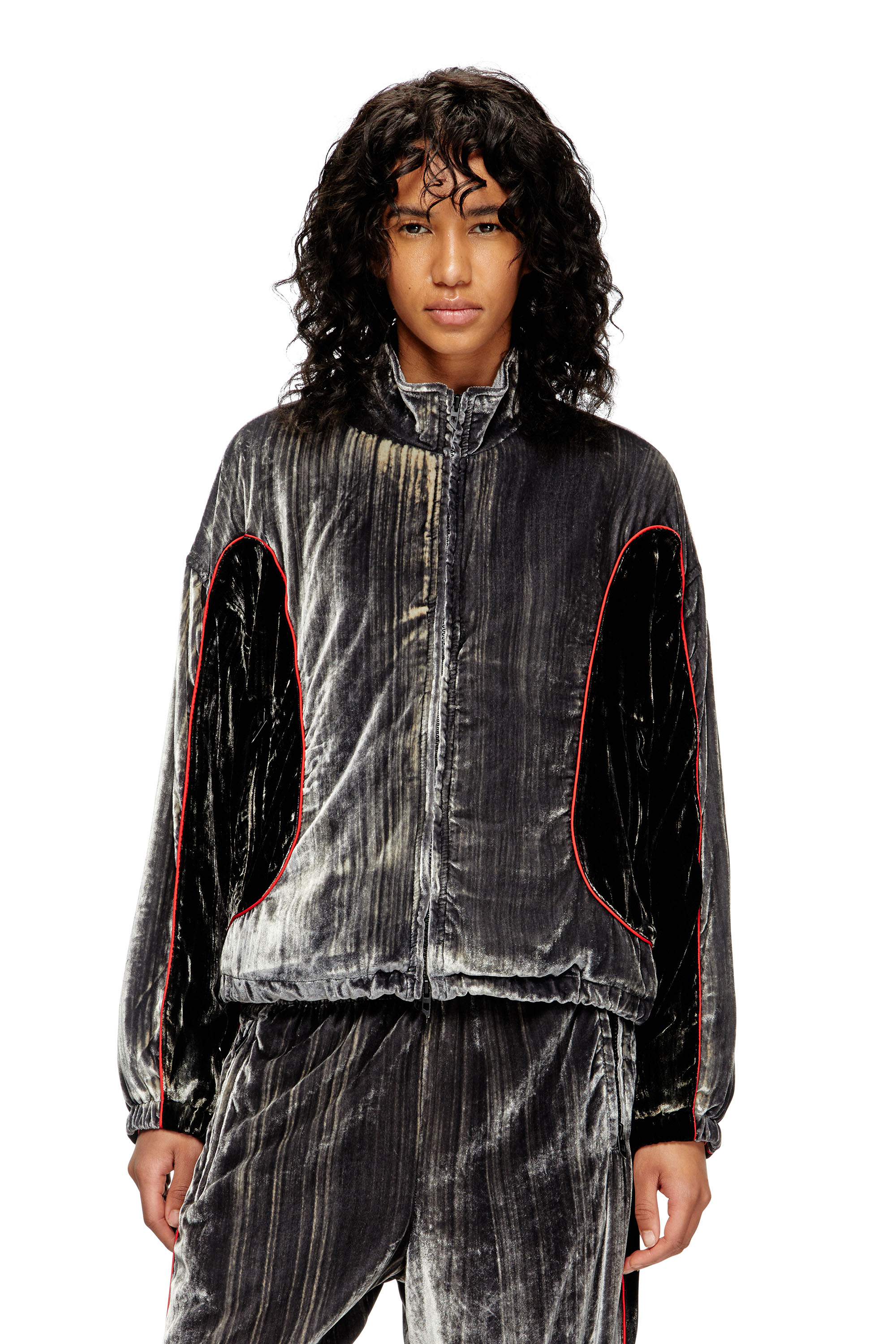 

Track jacket in treated velvet
