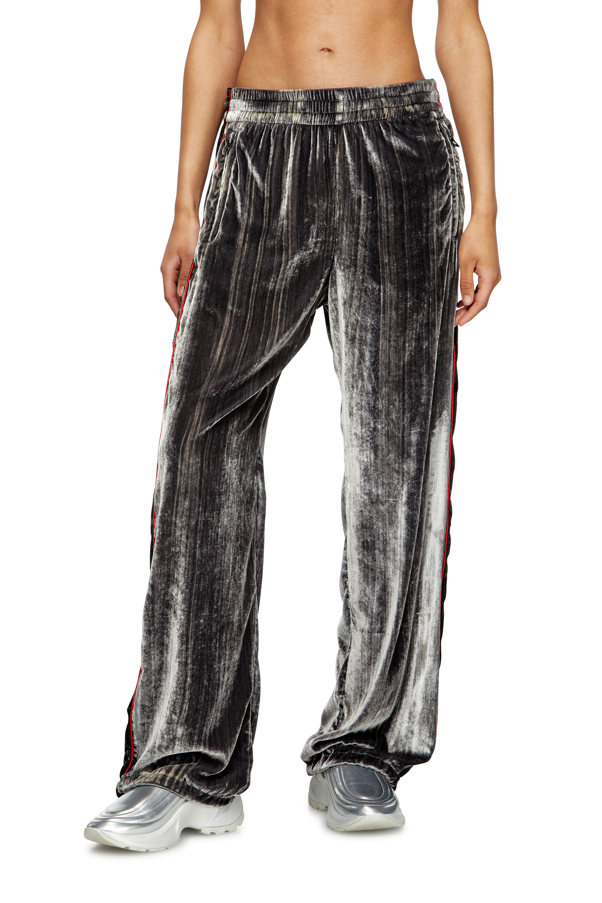 

Track pants in treated velvet