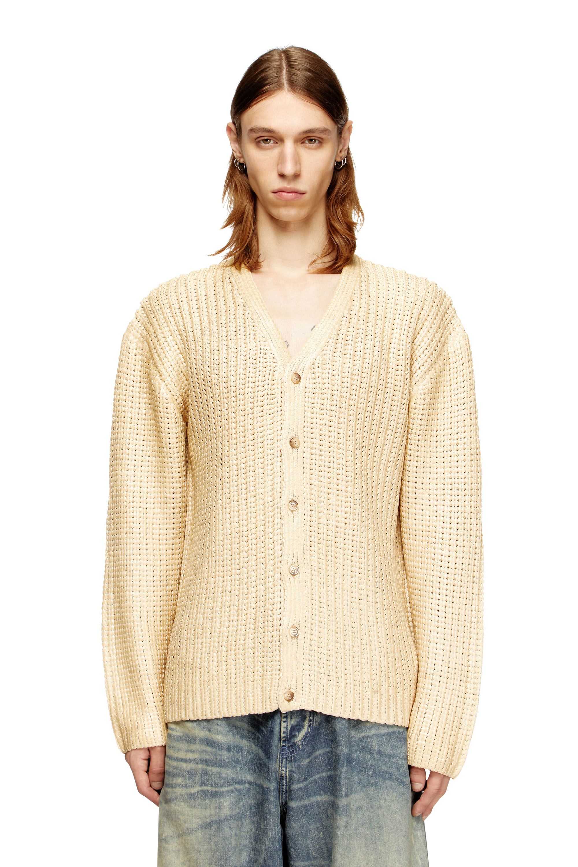 

Ribbed cardigan with shiny effect