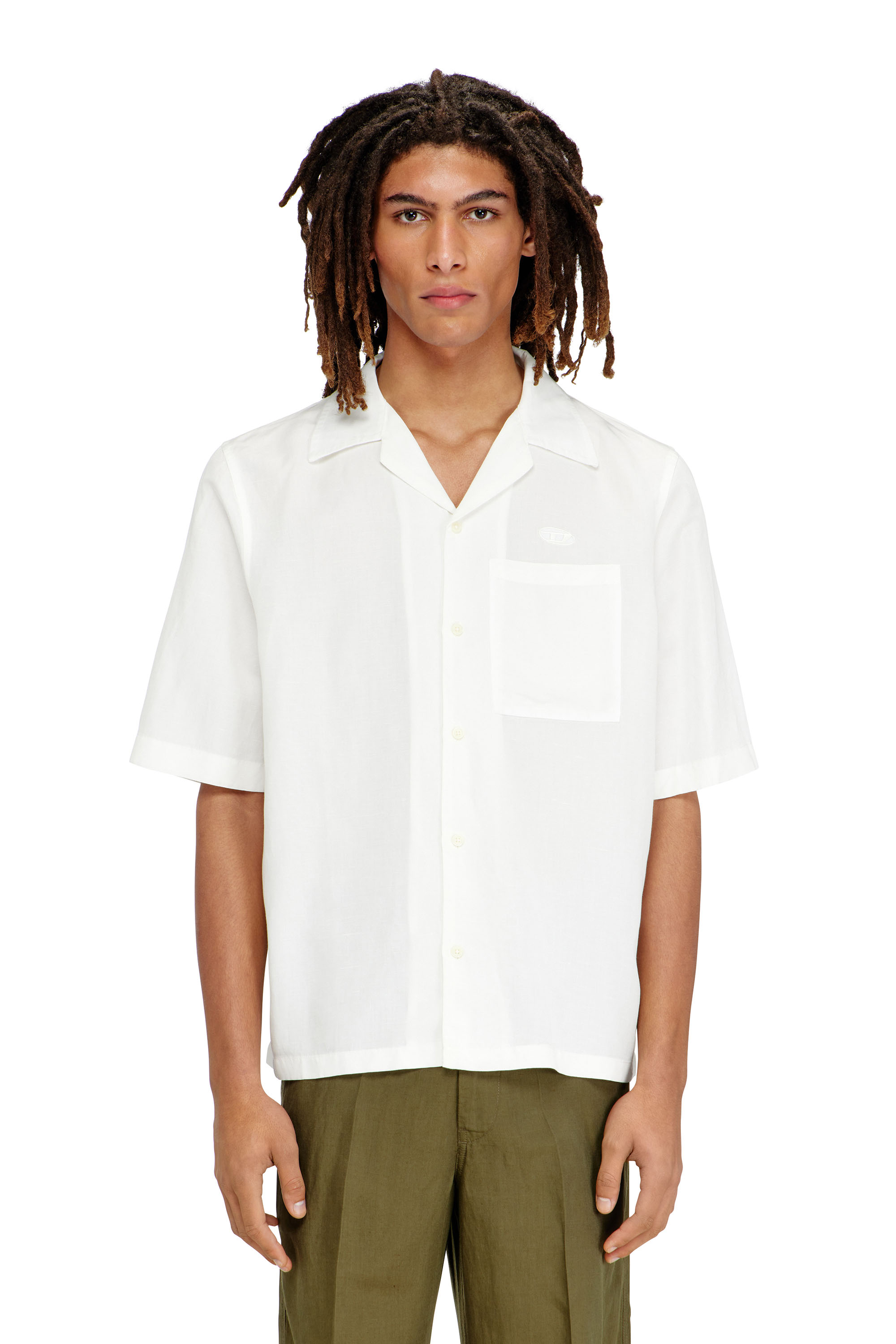 

Linen-blend shirt with short sleeves