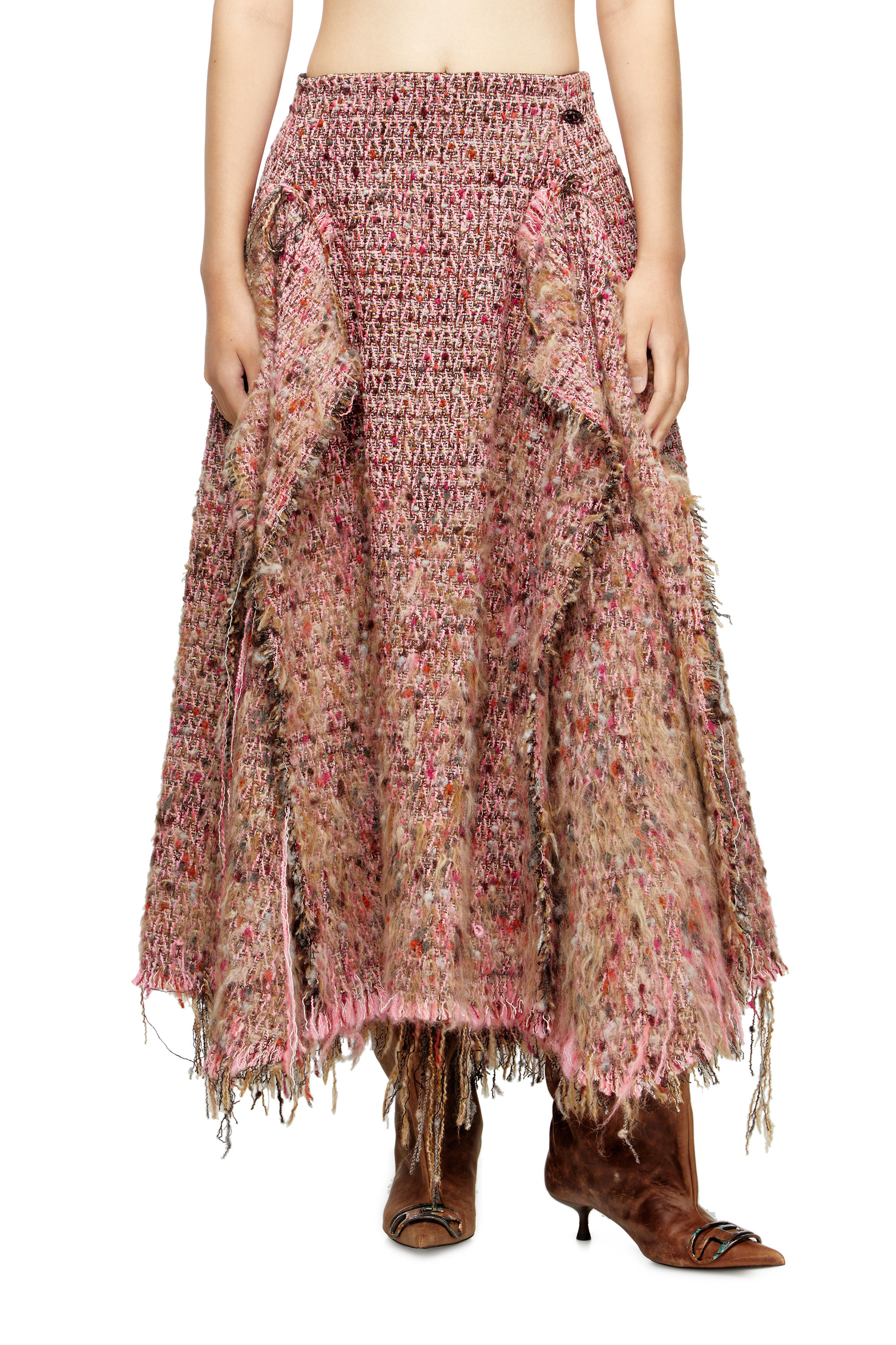 

Brushed boucle skirt with frayed hem