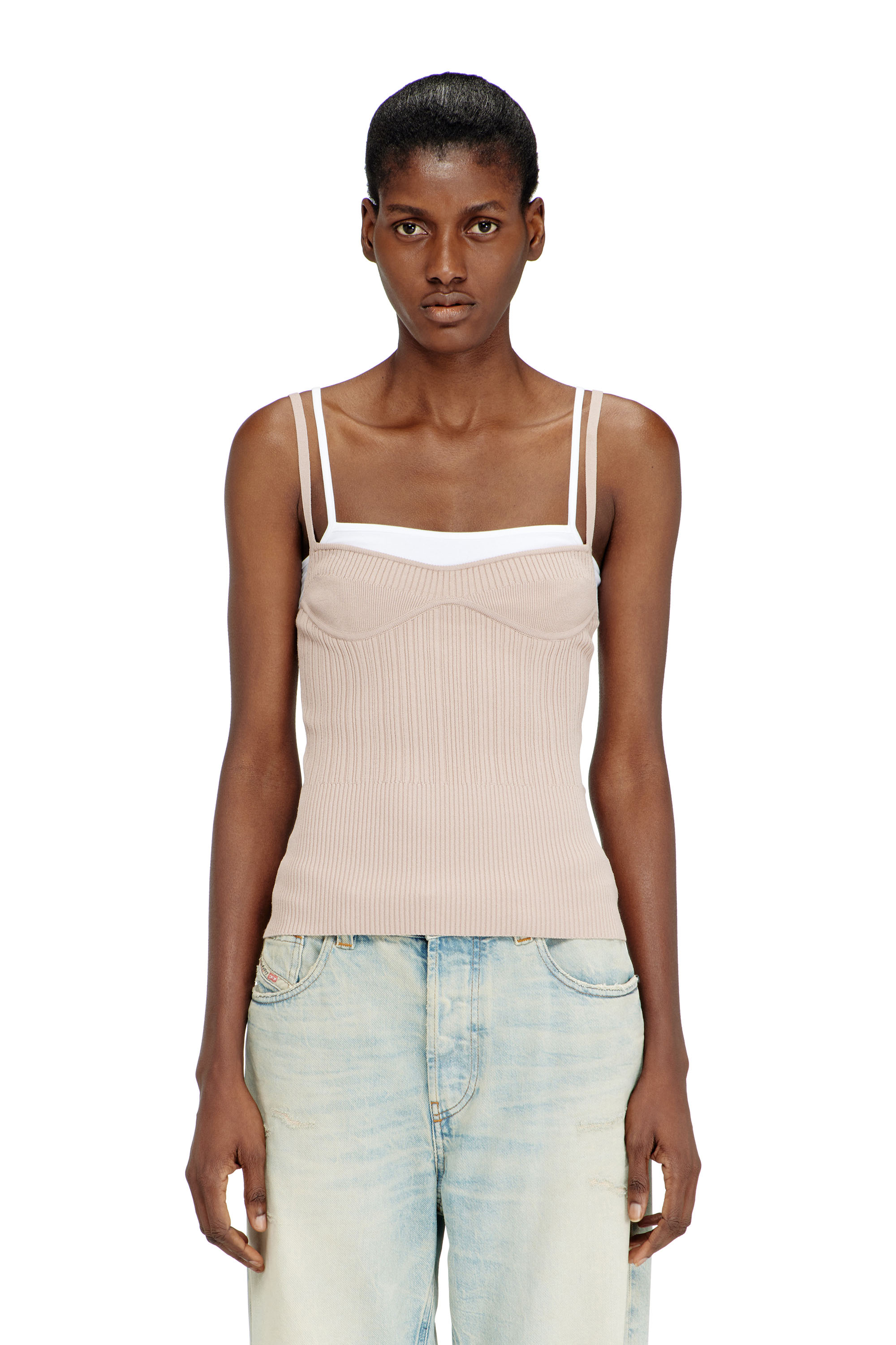 

Layered cami top in ribbed knit