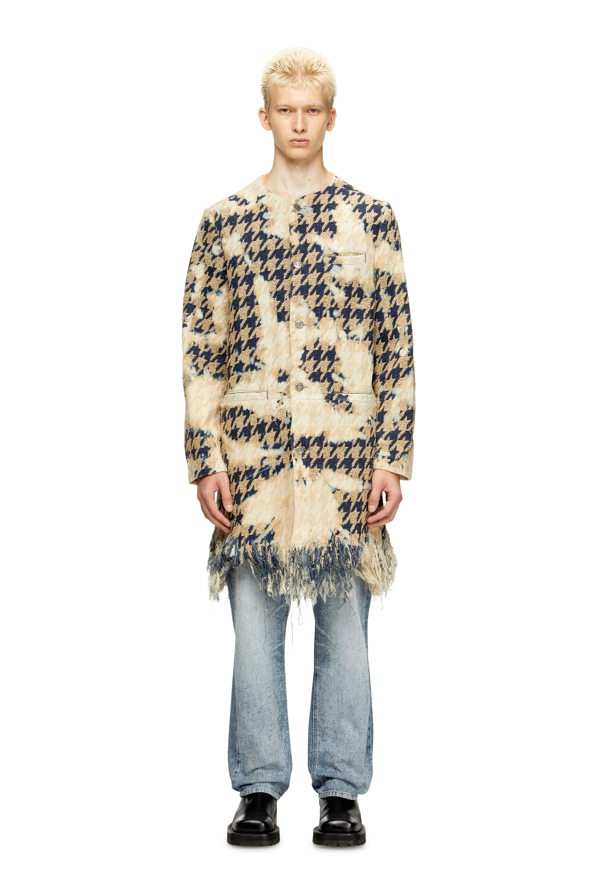 

Coat in houndstooth-weave denim