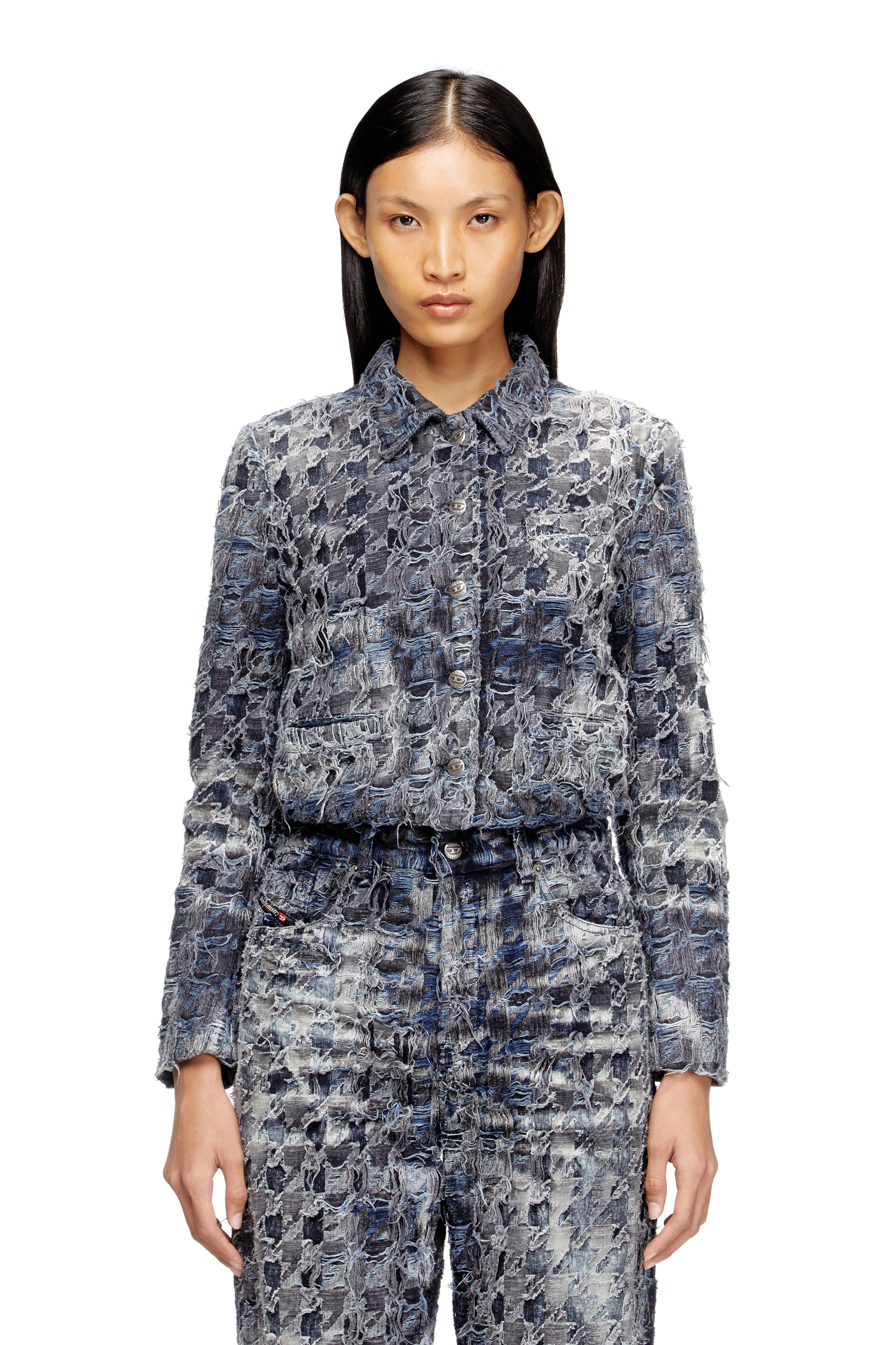 

Jacket in houndstooth tie-dye denim