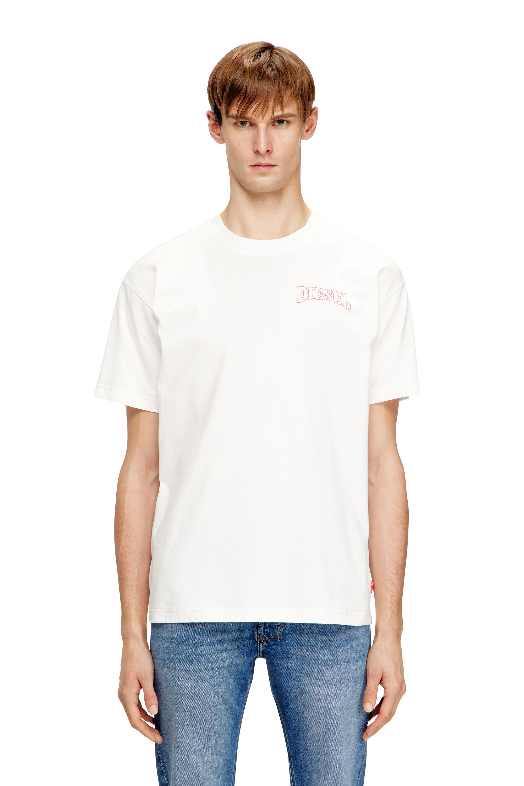 

Regular cotton T-shirt with Diesel embroidery