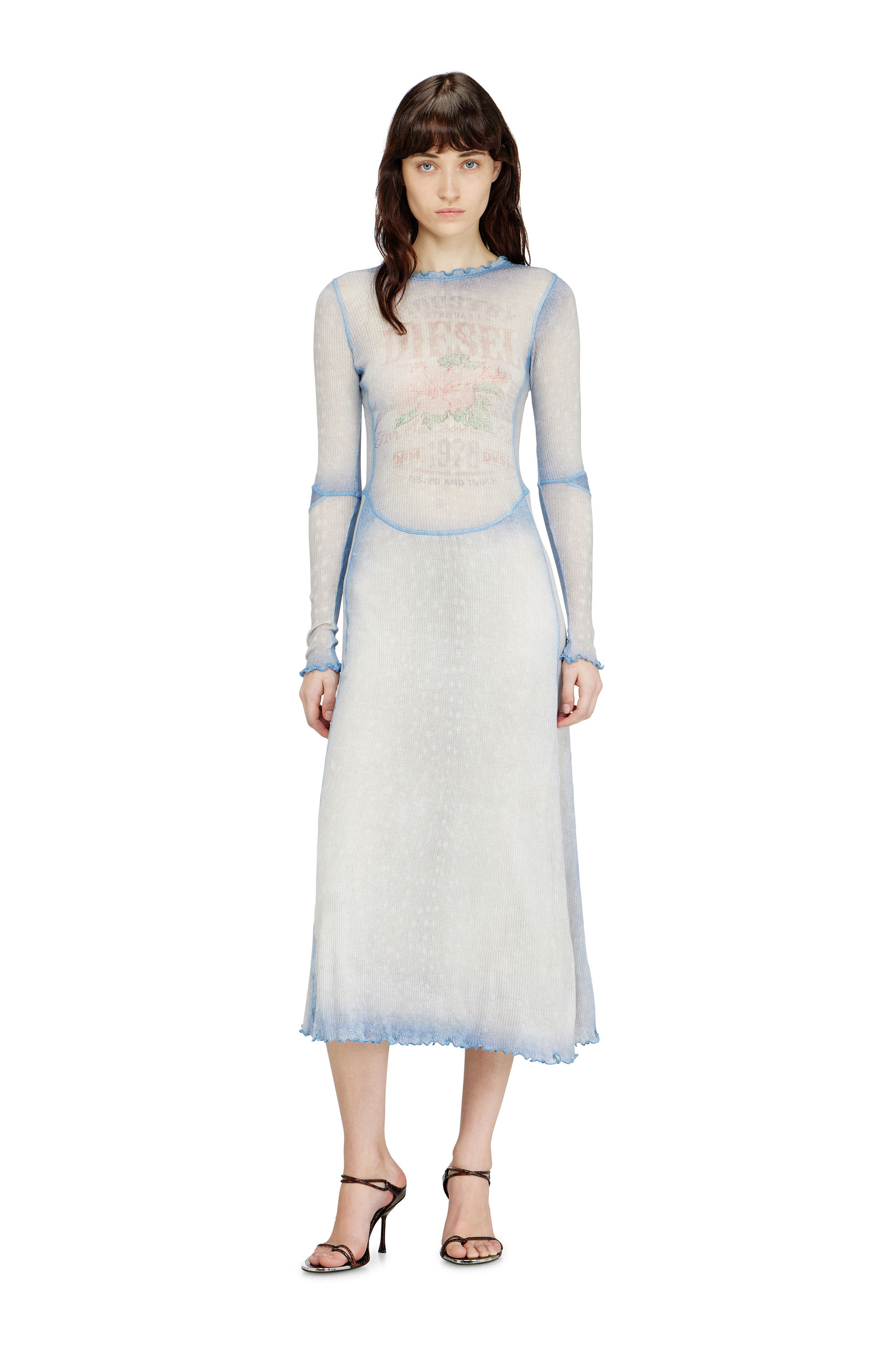 

X-ray midi dress with ruffled hems