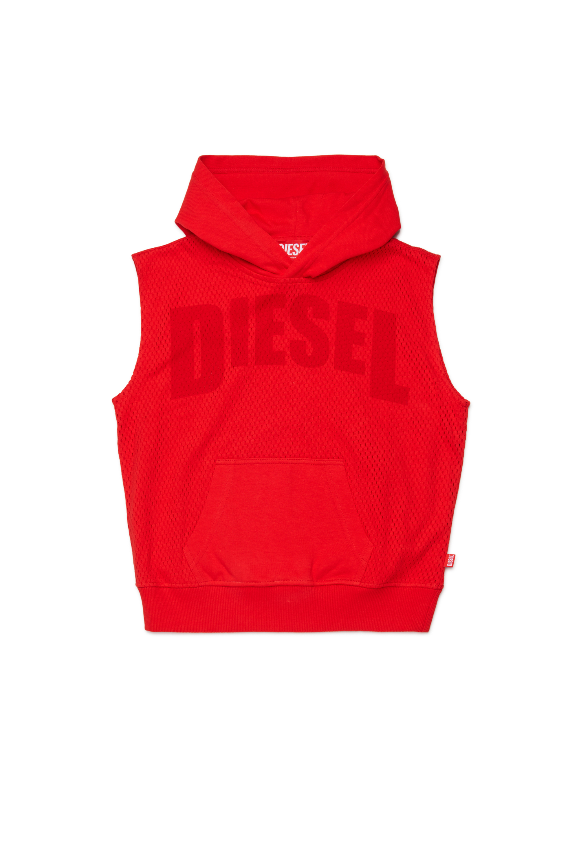 

Sleeveless hoodie in cotton mesh