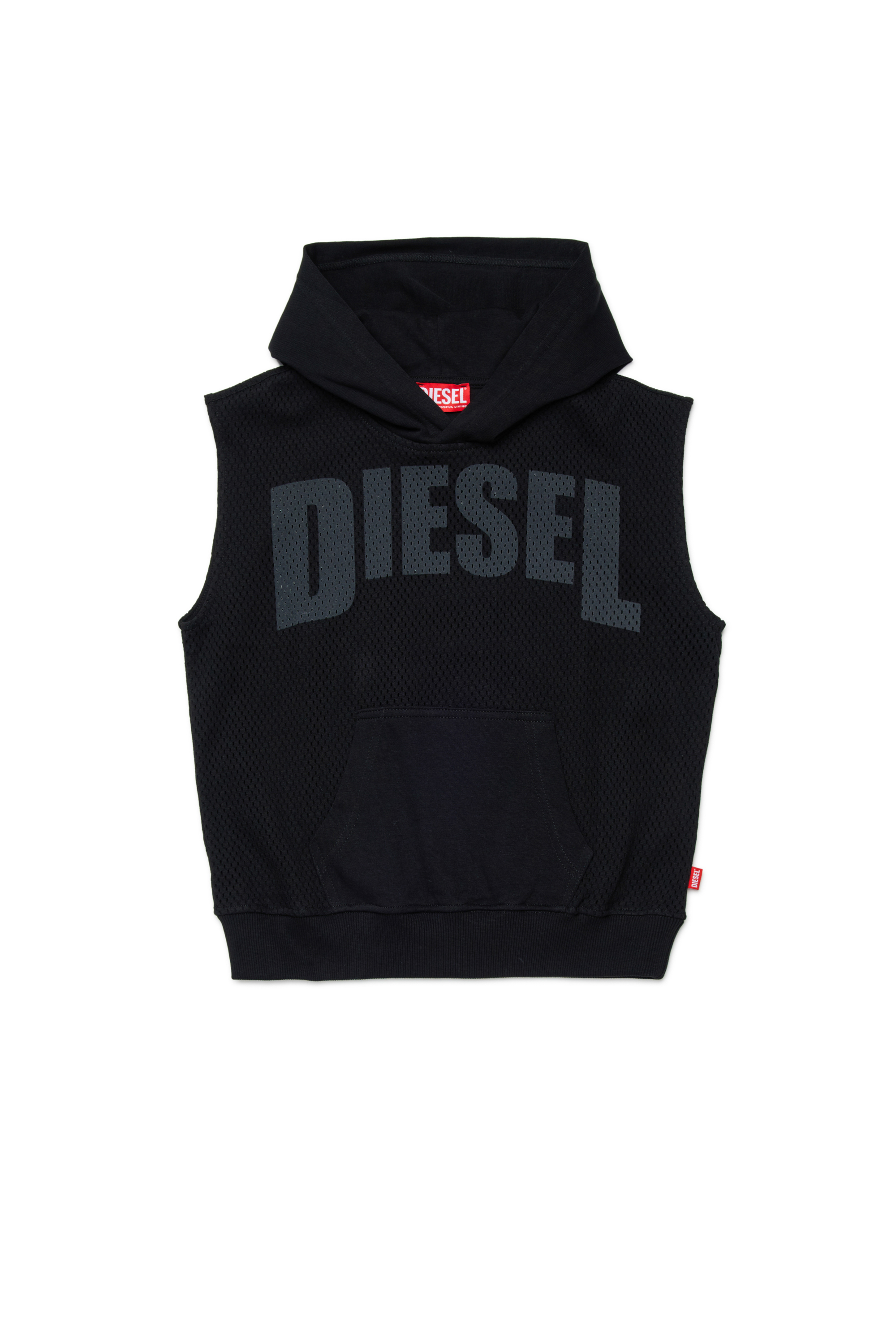 

Sleeveless hoodie in cotton mesh