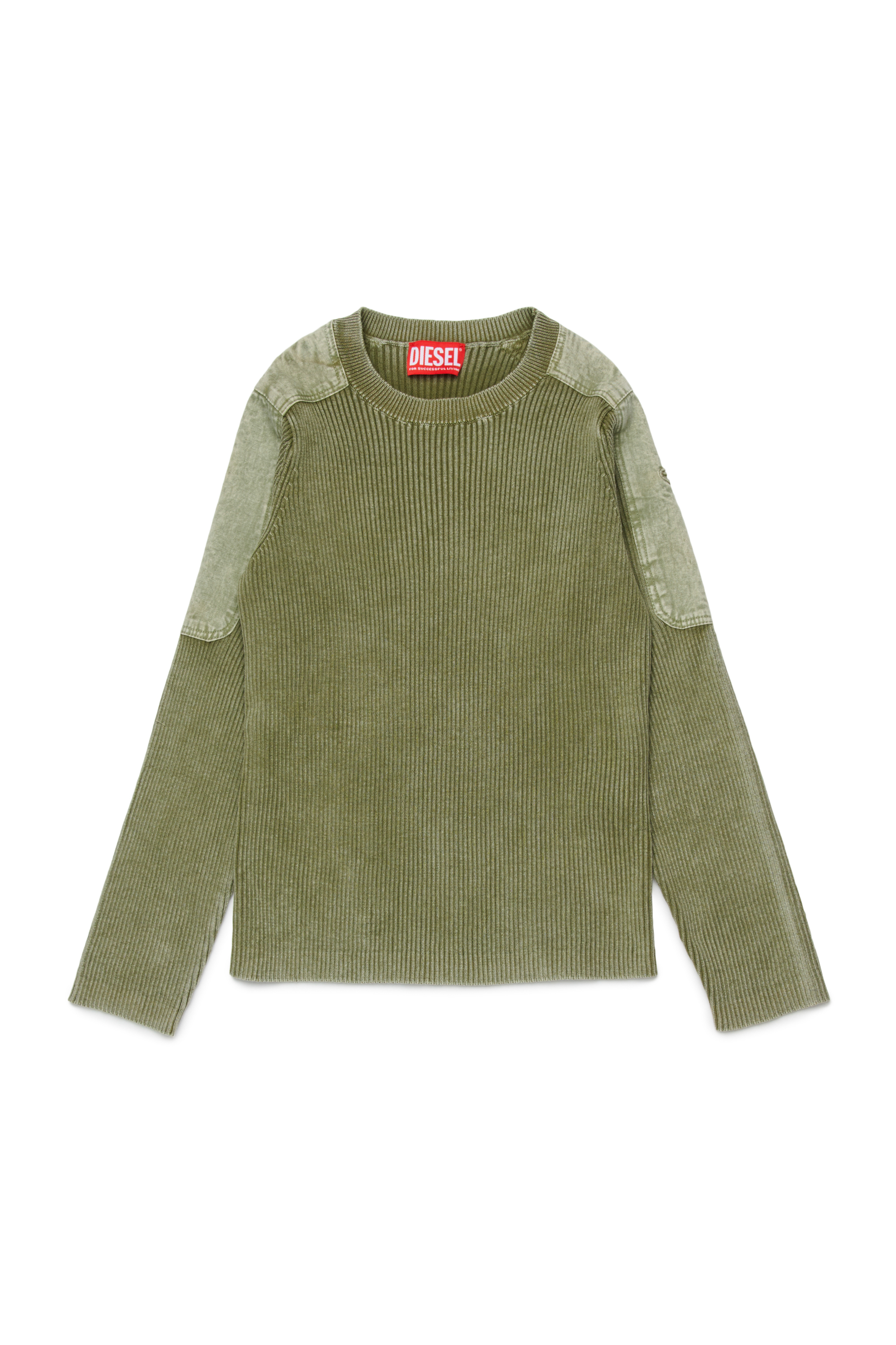 

Knit top with tonal canvas patches