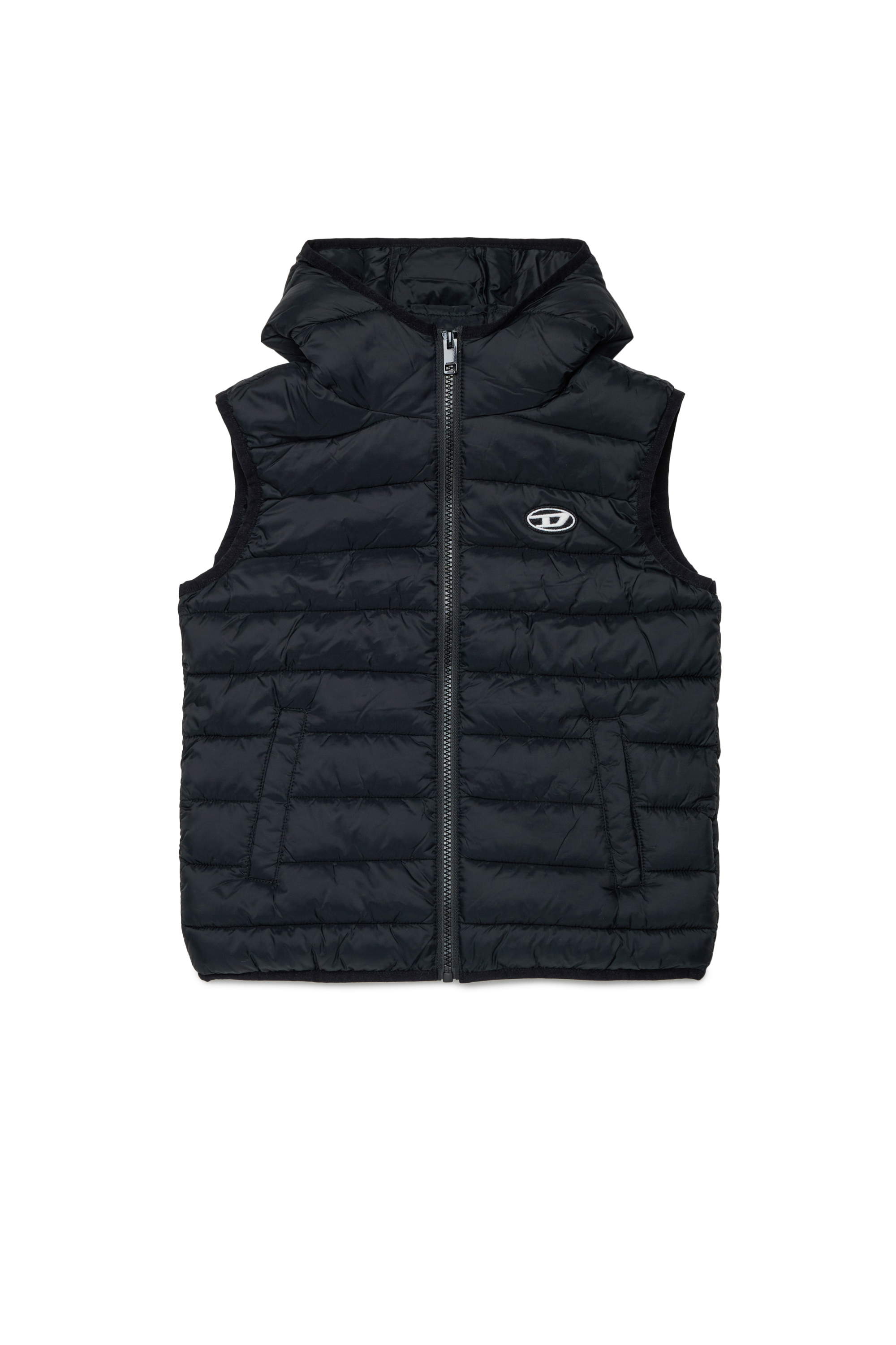

Nylon padded vest with hood
